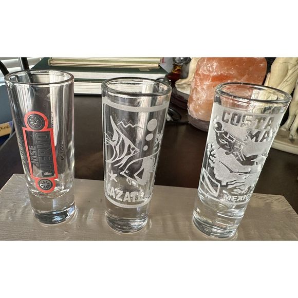 Shot Glasses 4” Jose Cuervo ,Costa Maya ,Mazatlan /Tequila - Picture 1 of 4